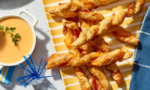 Bacon Twists with Beer Cheese Dip