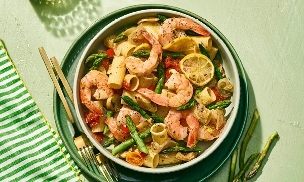 Roasted Pasta Primavera with Lemon-Wine Sauce