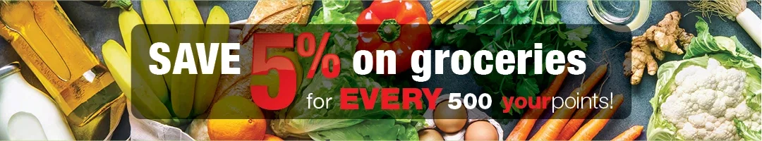 Save 5% on groceries for every 500 YourPoints