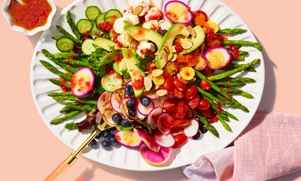 Spring Veggie Salad with Raspberry Vinaigrette
