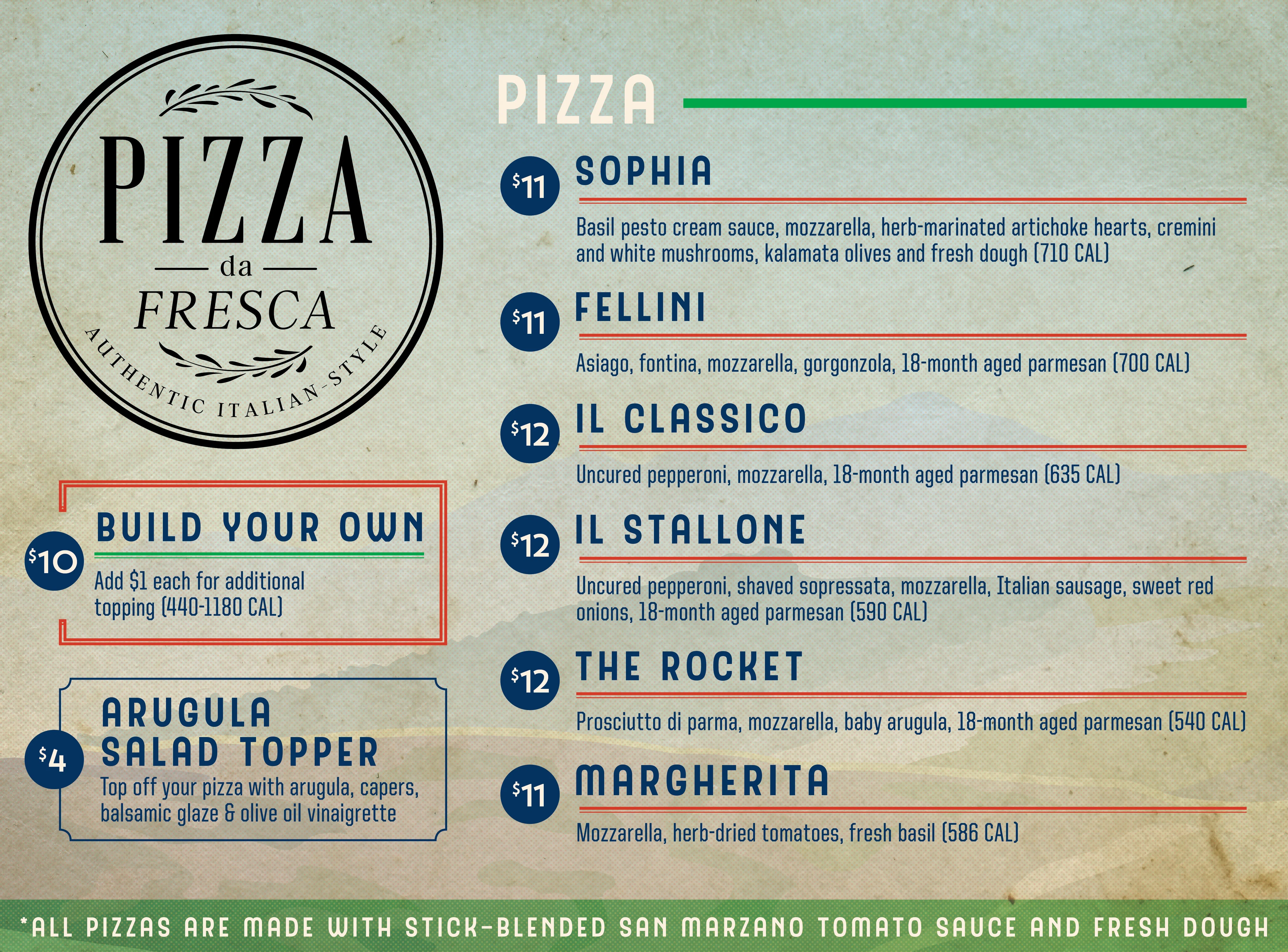 an image of the menu for Pizza da Fresca
