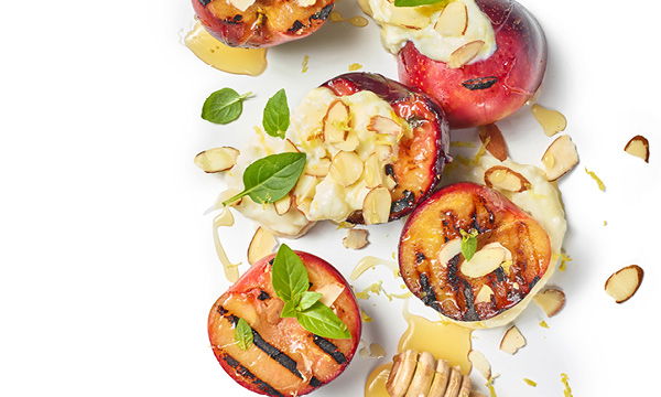Grilled Plums with Ricotta & Honey