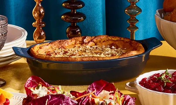 Sweet Potato Soufflé with Almond-Bacon Crumble