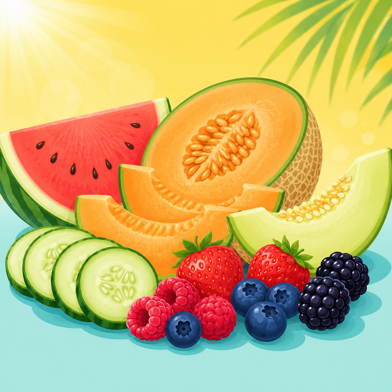 Watermelon, melons, cucumbers and berries for warm-weather hydration