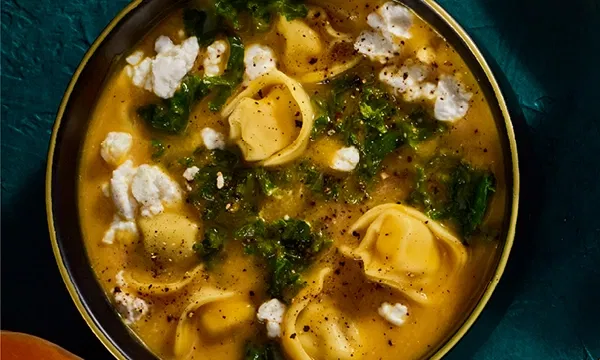 Tortellini Soup in a Creamy Butternut Squash Broth
