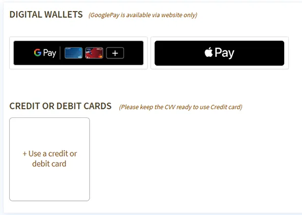 Example screenshot showing additional payment method