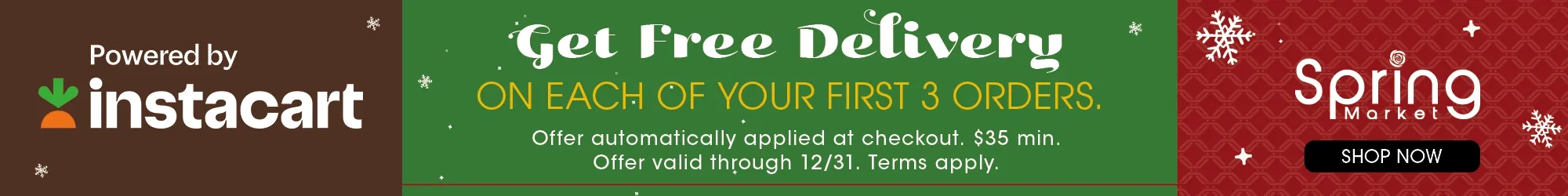 Get Free Delivery on your first 3 orders with Instacart