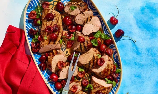 Grilled Pork Tenderloin with Cherry-Bourbon Sauce