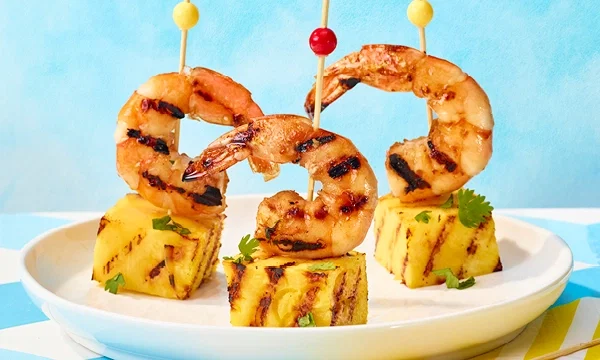 Honey-Sriracha Pineapple and Shrimp Skewers